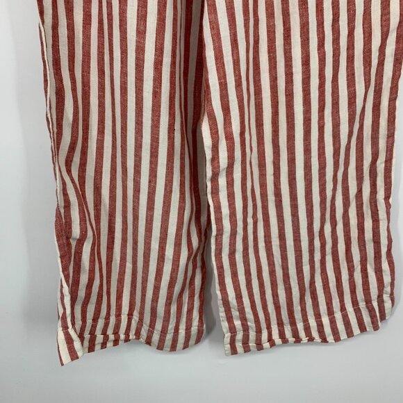 Rachel Zoe Pants 100% Linen Red Stripe Wide Leg Pull On - Picture 8 of 8